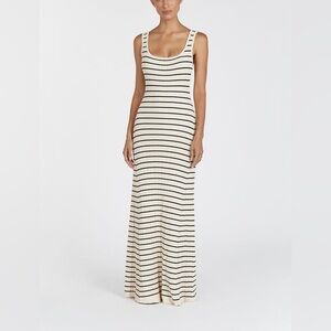 DISSH Black and Cream Striped Maxi Dress